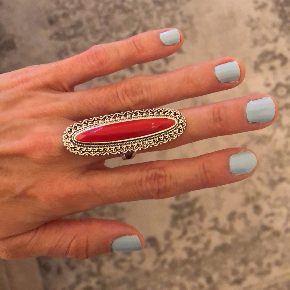Red Boho Statement Ring - Picture 8 of 8